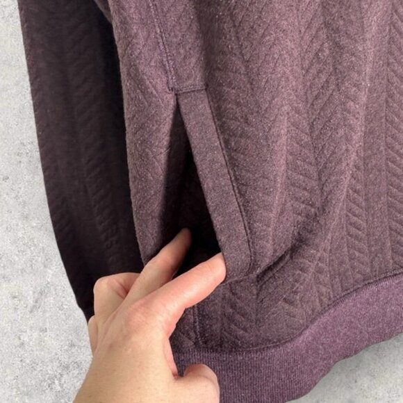 Prana Purple Silverspring Crewneck Pullover Sweater Plum Size Large Quilted Top - Picture 6 of 10